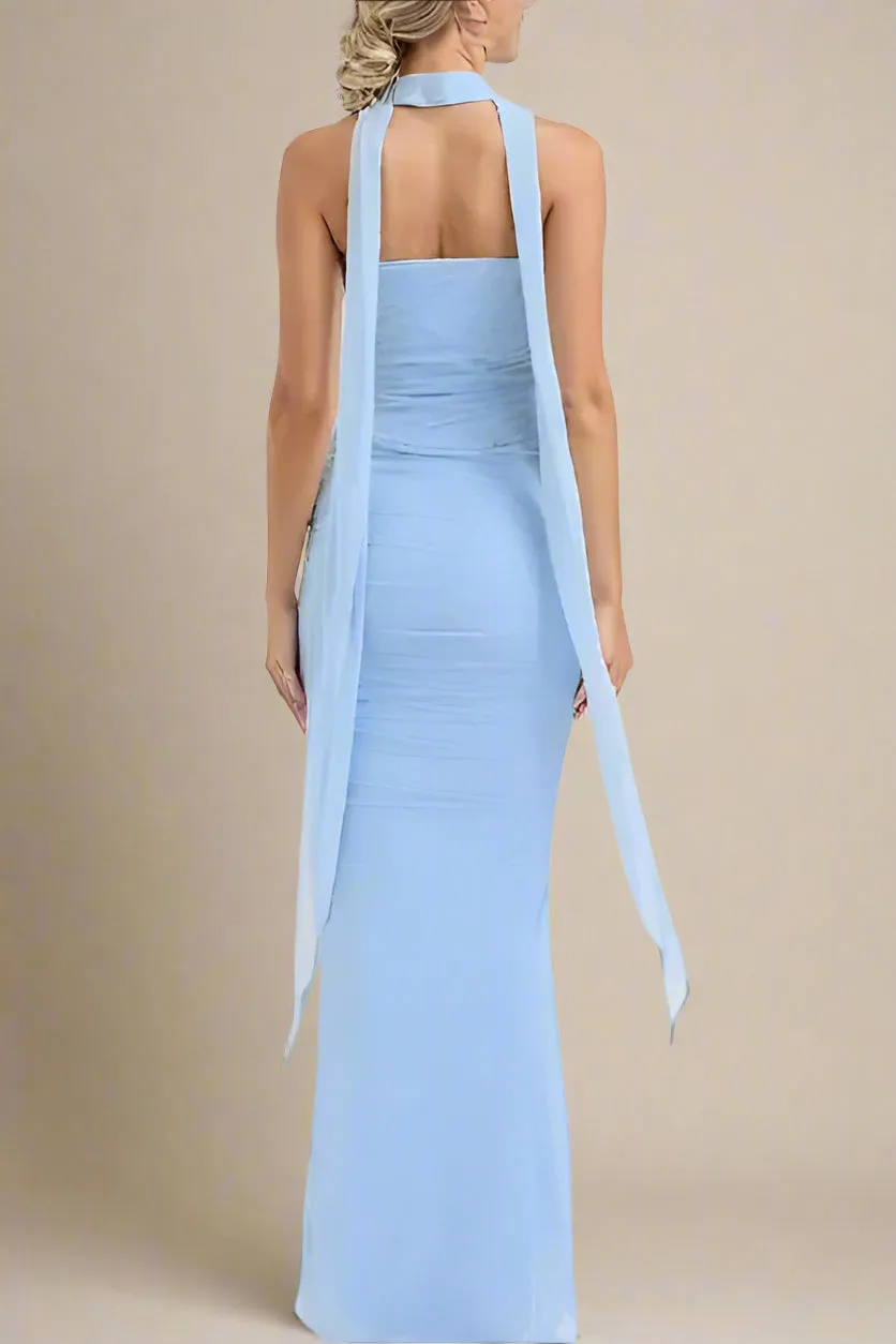 Margot Wrap Top and Maxi Skirt Outfit Set - Sky Blue