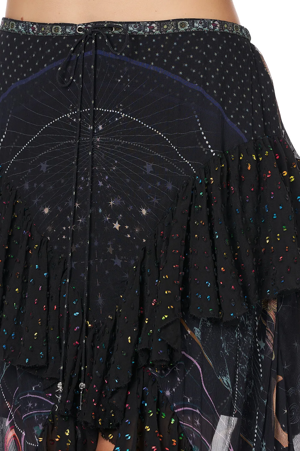 MAXI SKIRT WITH DOUBLE FRILL MIDNIGHT MOON HOUSE