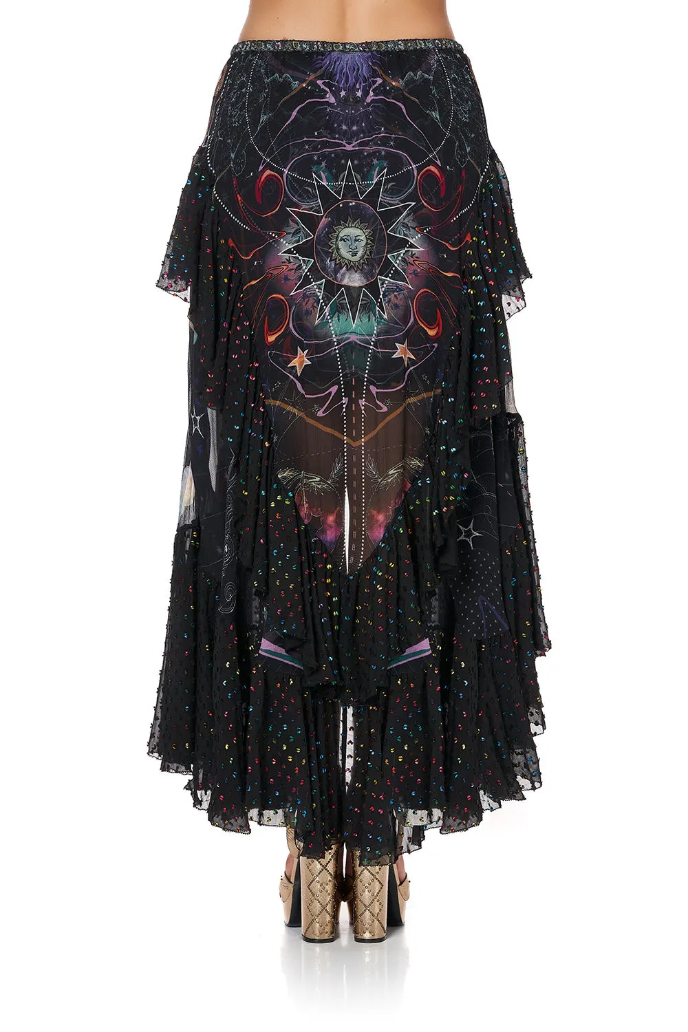 MAXI SKIRT WITH DOUBLE FRILL MIDNIGHT MOON HOUSE