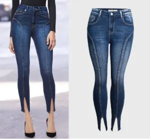 Mid rise slit leg jeans