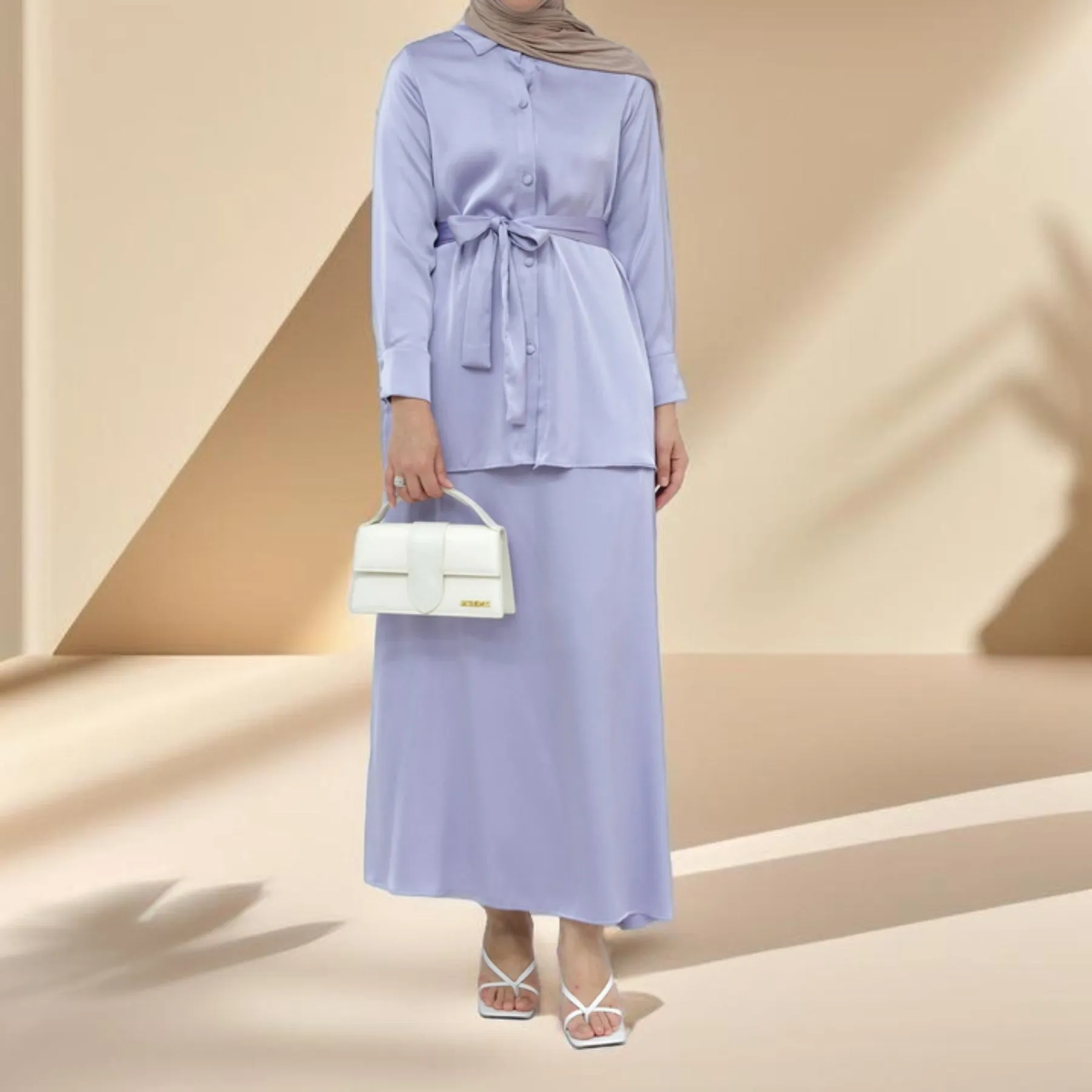 Modest Maxi Skirt and Button-Down Top Set