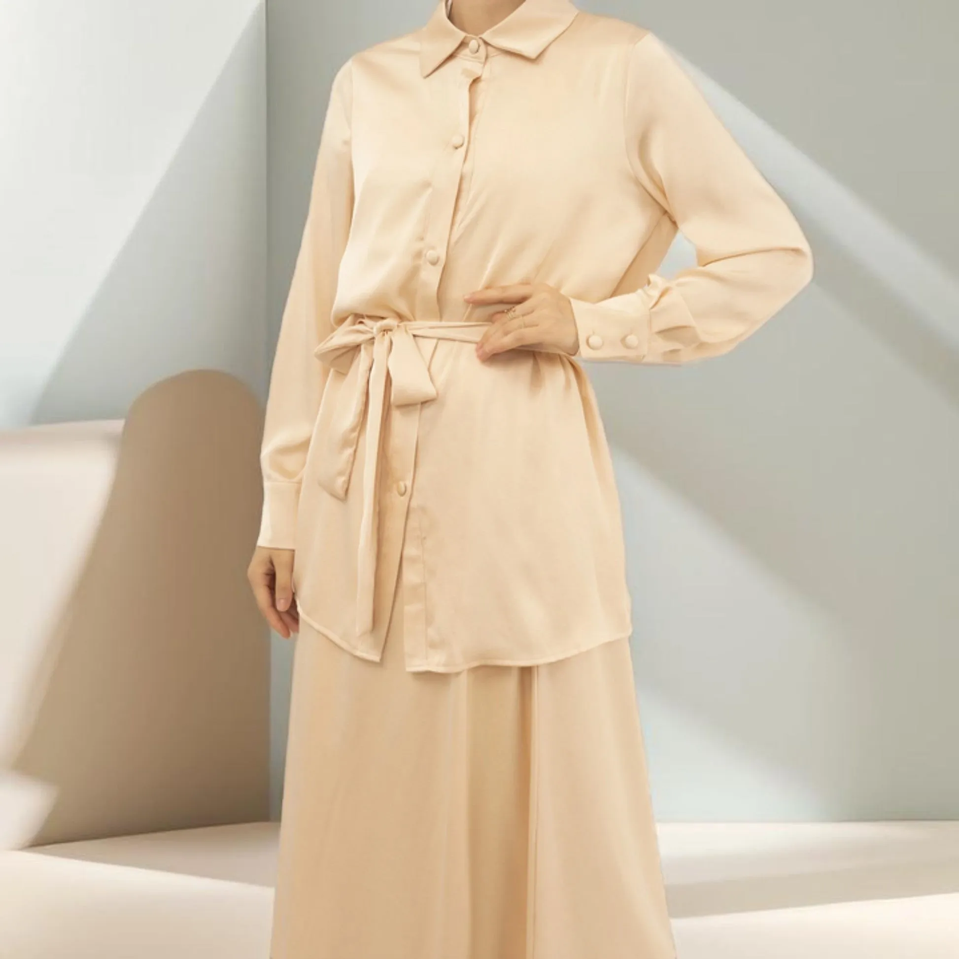 Modest Maxi Skirt and Button-Down Top Set