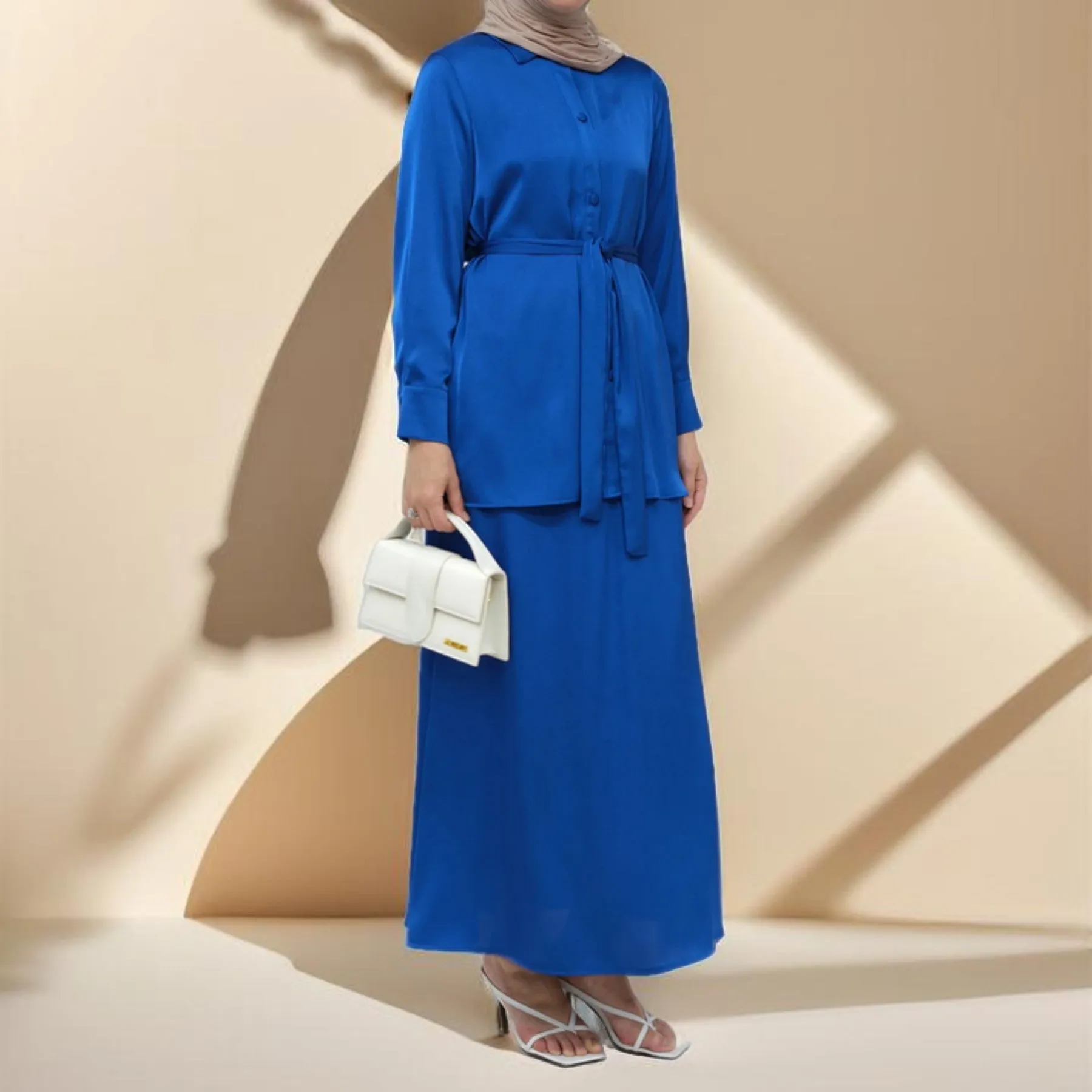 Modest Maxi Skirt and Button-Down Top Set