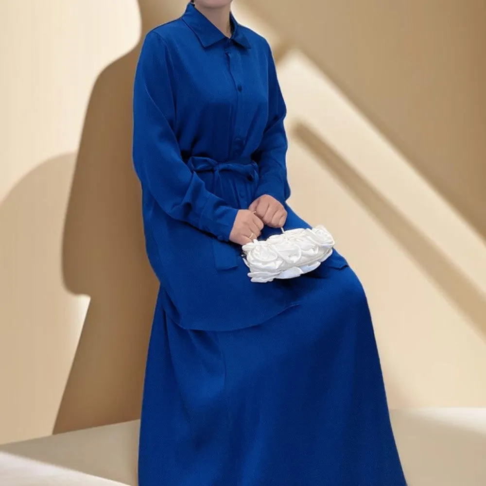 Modest Maxi Skirt and Button-Down Top Set