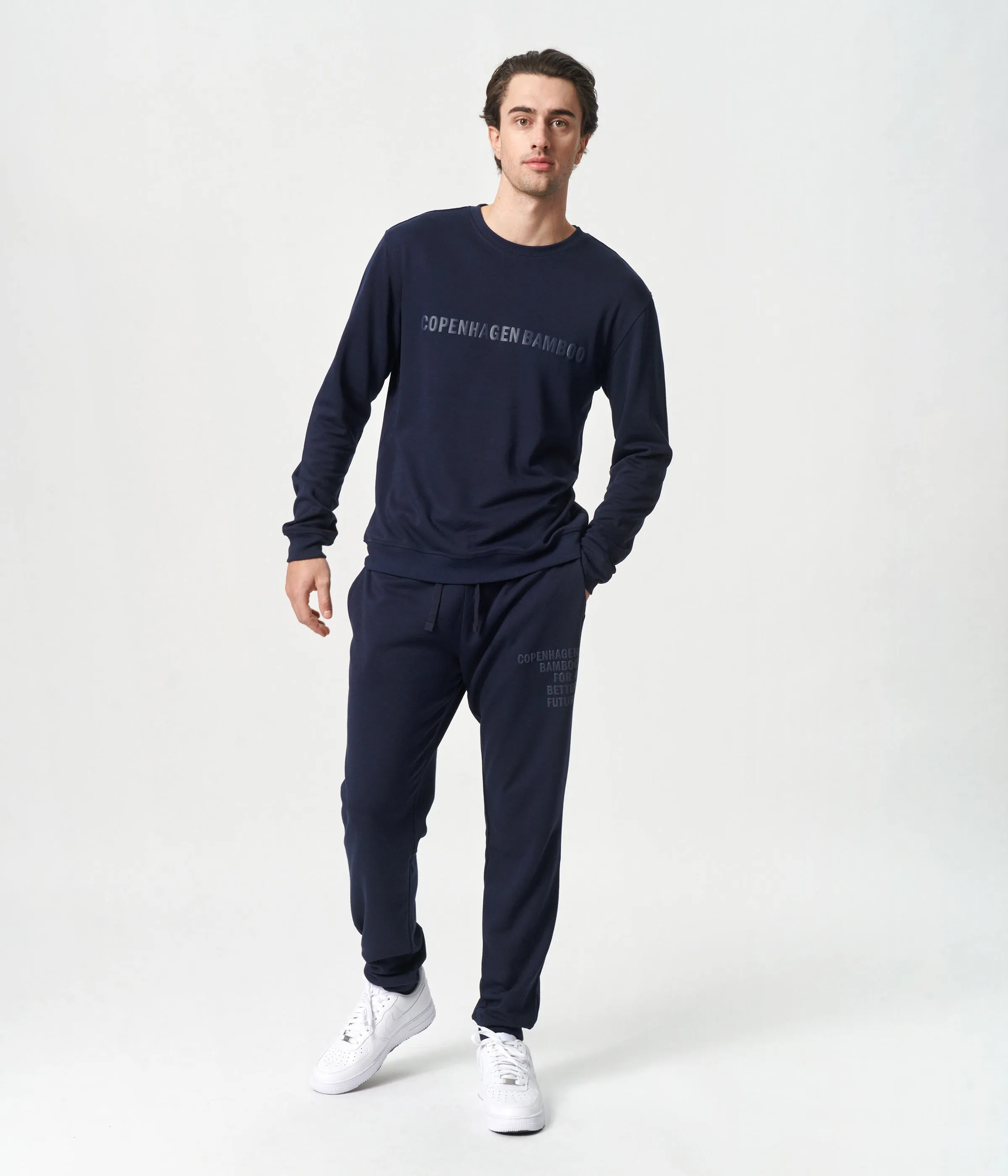 Navy bamboo track suit with logo