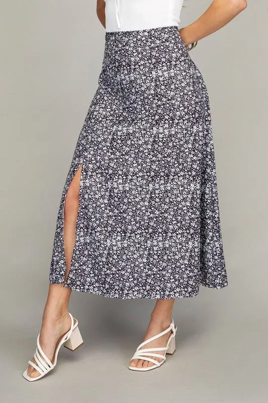 No Second Thoughts Floral Maxi Skirt with Slit