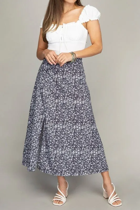 No Second Thoughts Floral Maxi Skirt with Slit
