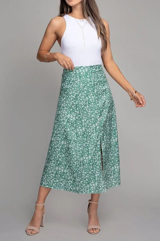 No Second Thoughts Floral Maxi Skirt with Slit
