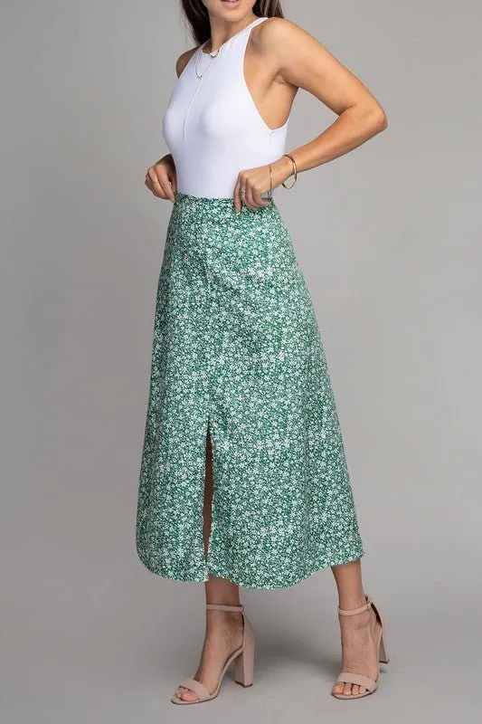 No Second Thoughts Floral Maxi Skirt with Slit