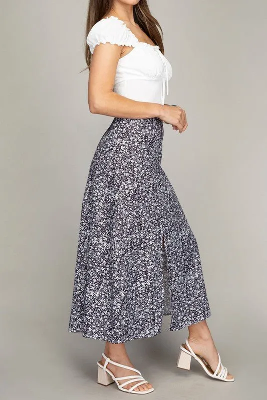 No Second Thoughts Floral Maxi Skirt with Slit
