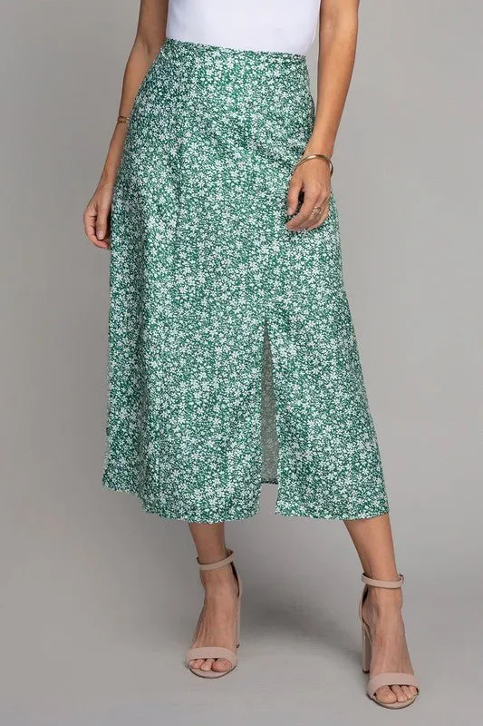 No Second Thoughts Floral Maxi Skirt with Slit