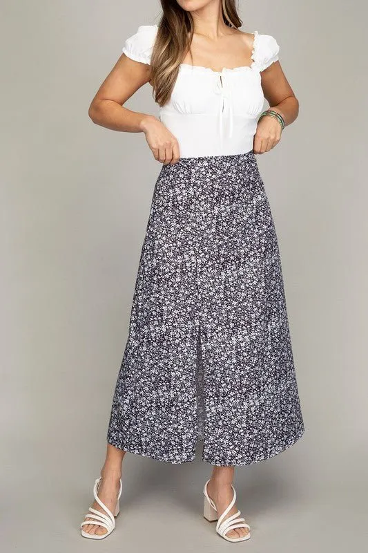 No Second Thoughts Floral Maxi Skirt with Slit