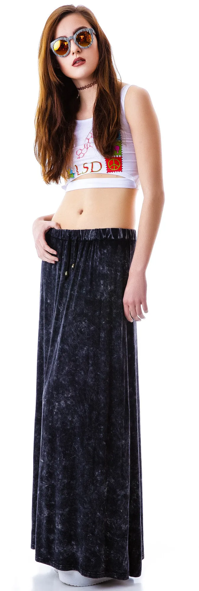 Open Road Stone Wash Maxi Skirt