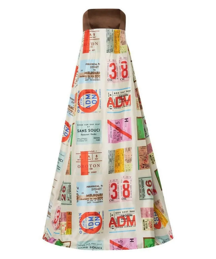 Oroton Ticket Print Gown