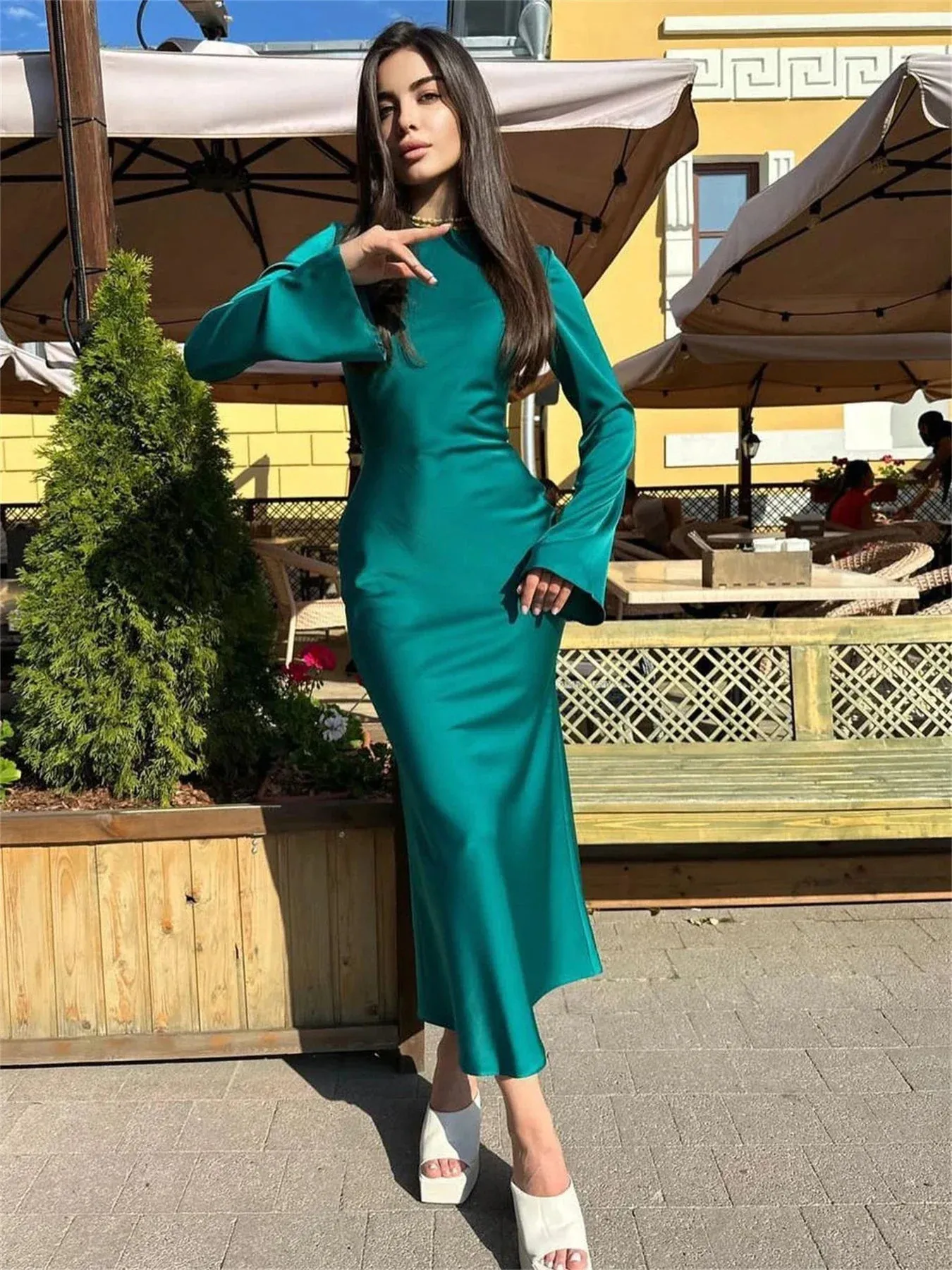 Party Maxi Elegant Solid Women Maxi Stain Dresses For Slim Evening Dress