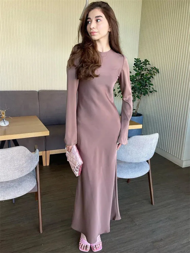 Party Maxi Elegant Solid Women Maxi Stain Dresses For Slim Evening Dress