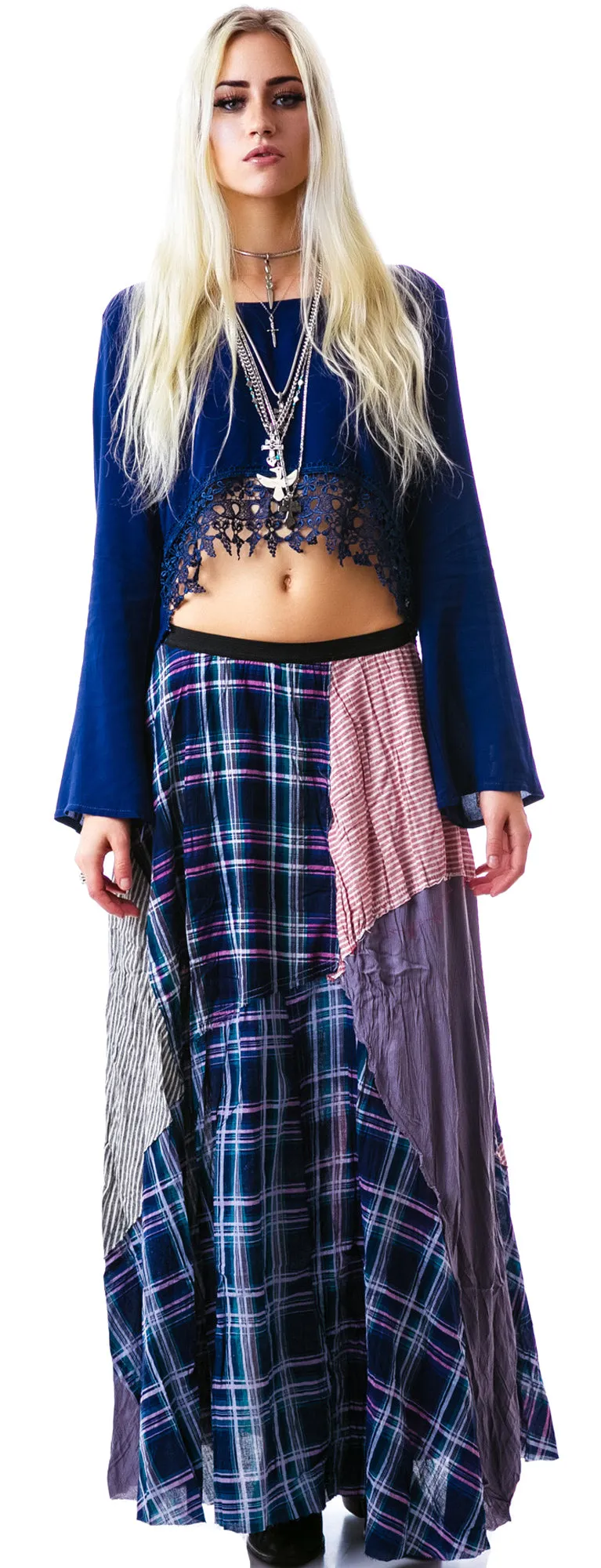 Patchwork Bohemian Maxi Skirt