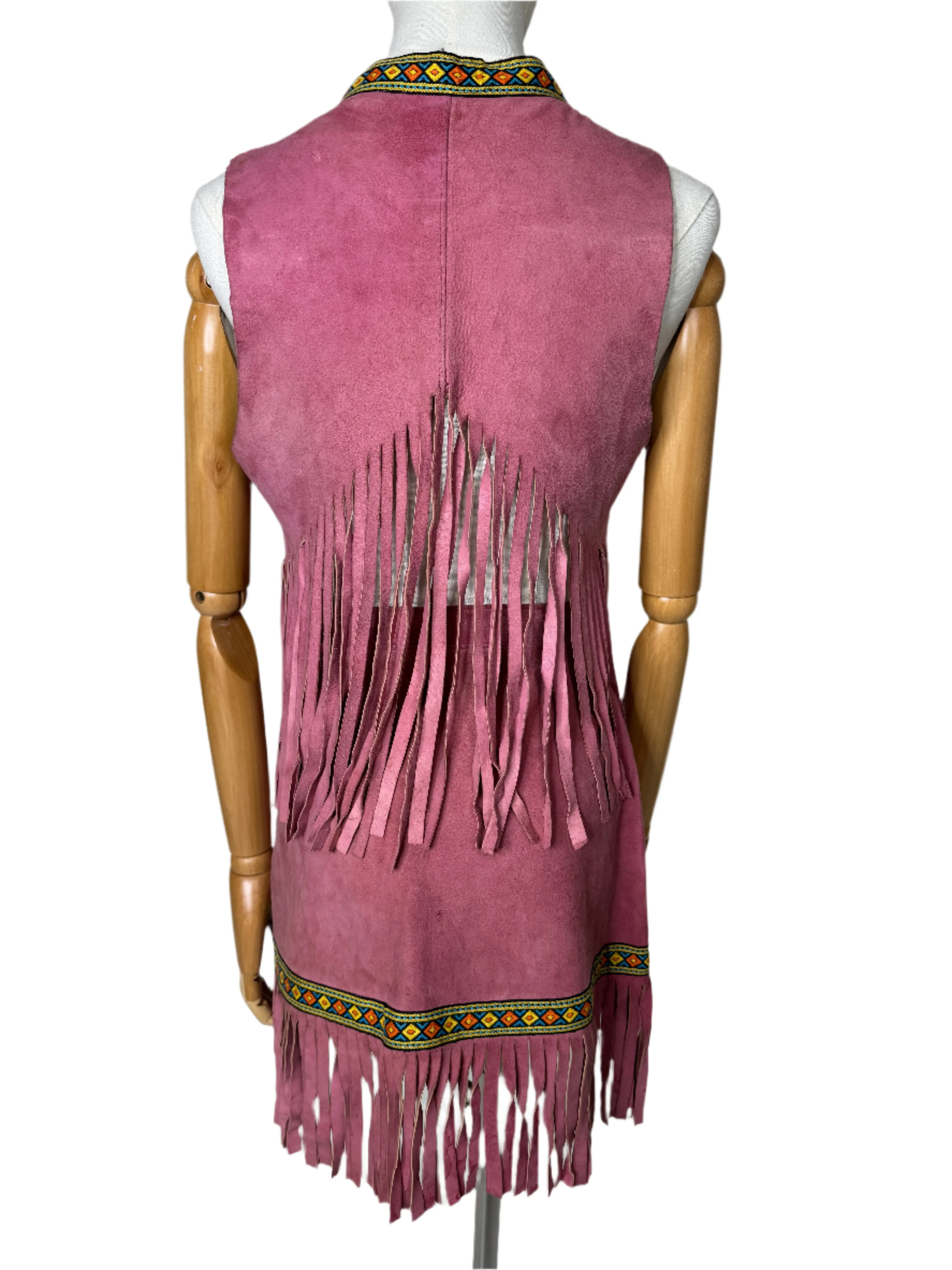 Pink Suede Fringed Western Mini Skirt Set 1960s