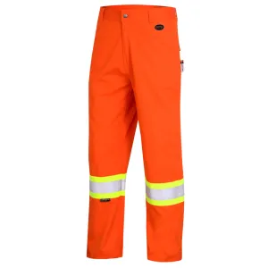 Pioneer Men's Hi Vis FR Uniform Pants - FR-TECH HRC 2, 88% Cotton/12% Nylon, CSA Certified, Flame Resistant, Reflective Tape, Orange | Sizes 30-50