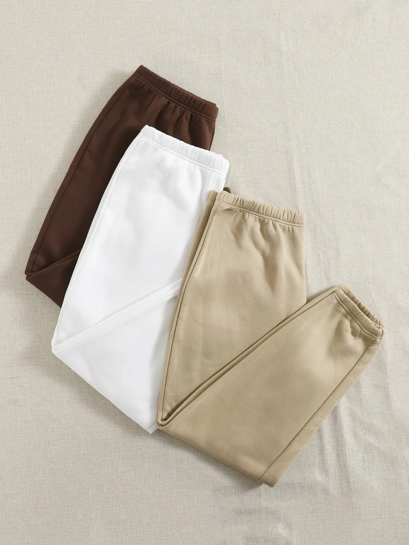 Plain Natural Long Plus Size Sweatpants