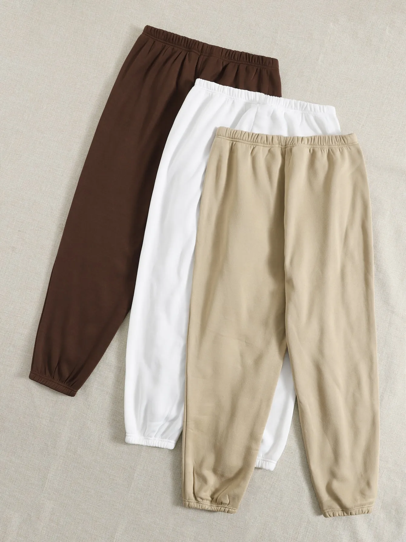 Plain Natural Long Plus Size Sweatpants