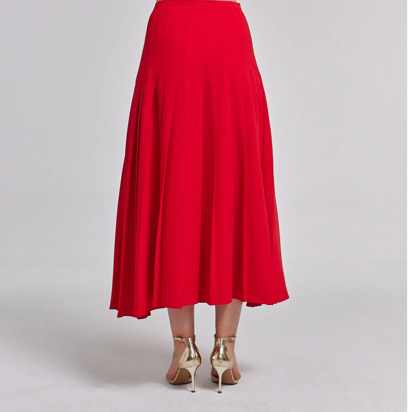 Pleated Crepe Maxi Skirt