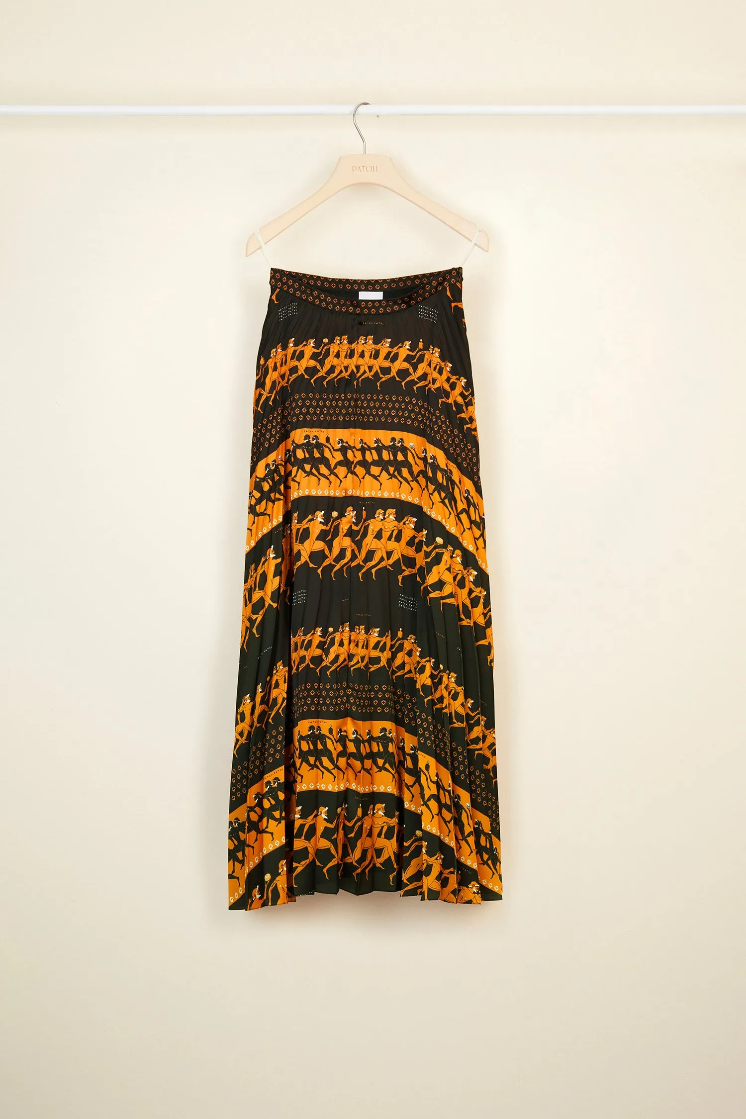 Pleated maxi printed skirt