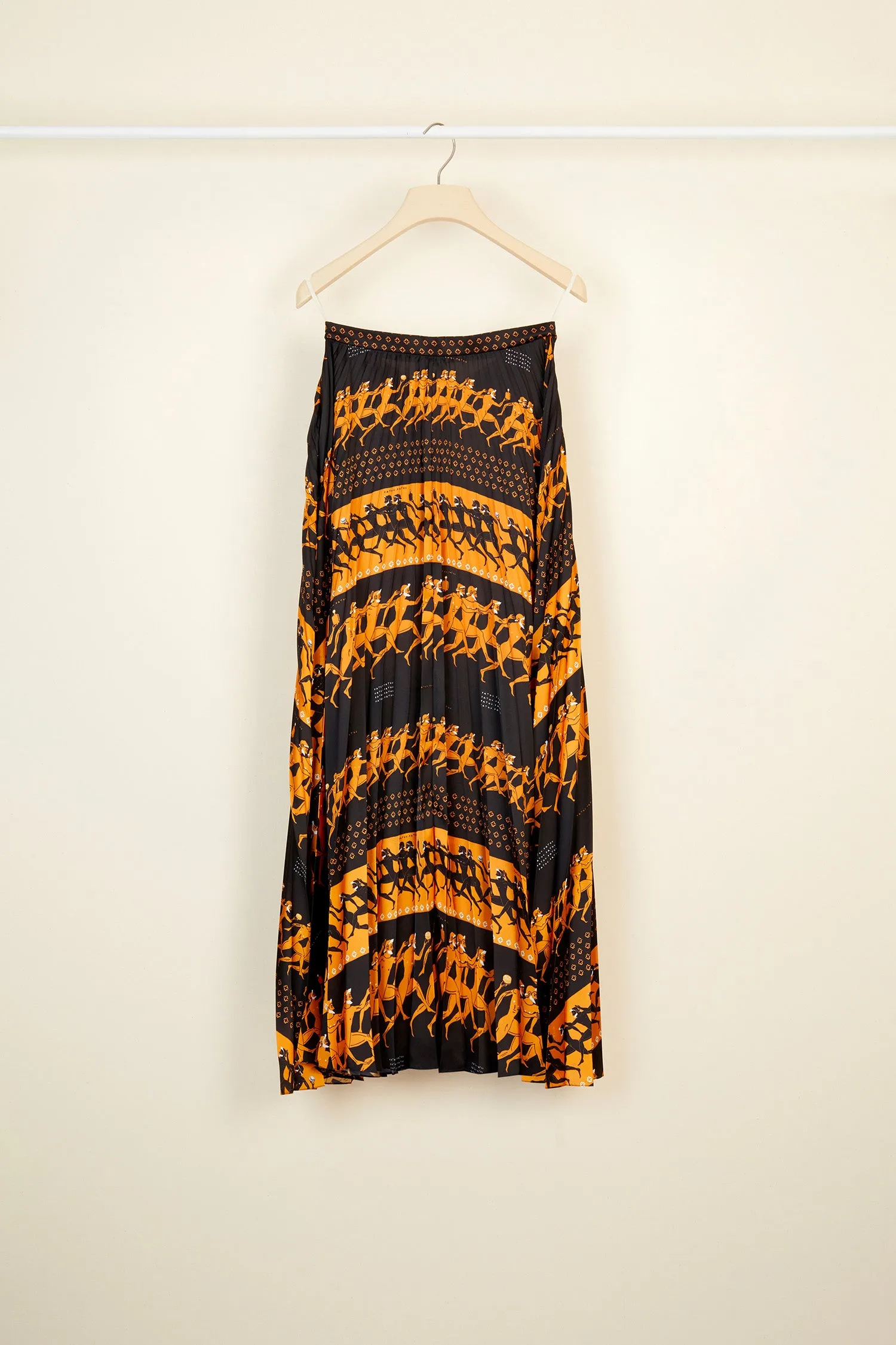 Pleated maxi printed skirt