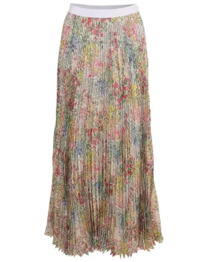 Plisse Floral Maxi Skirt