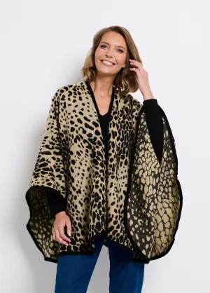 Poncho motif léopard avec biais assorti
