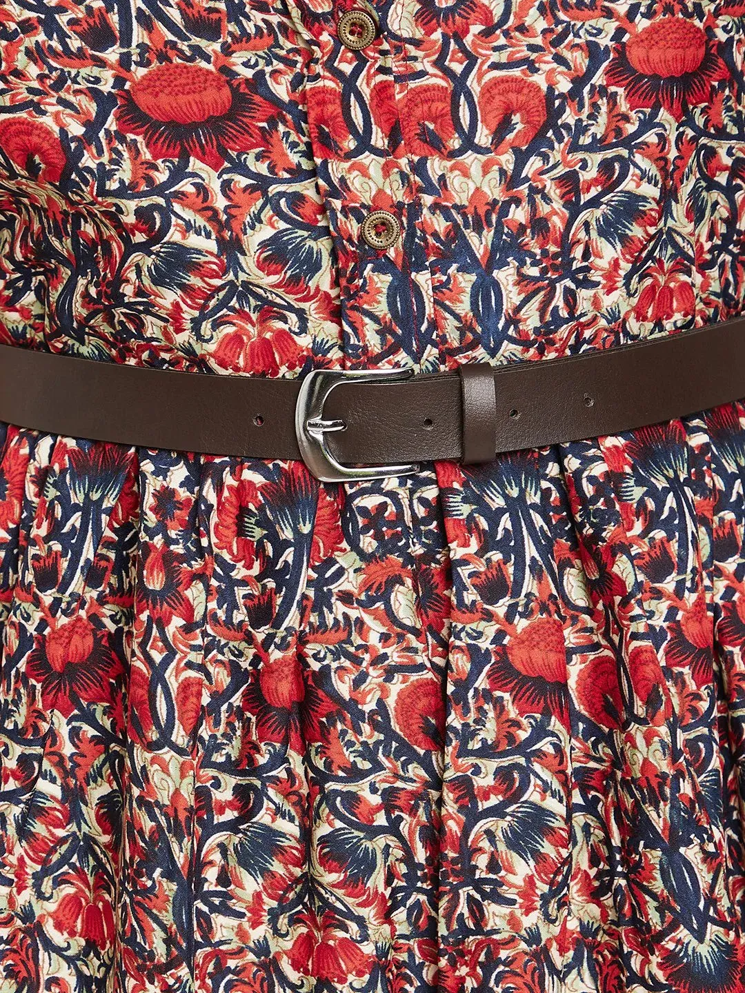 Printed Maxi Dress with Belt
