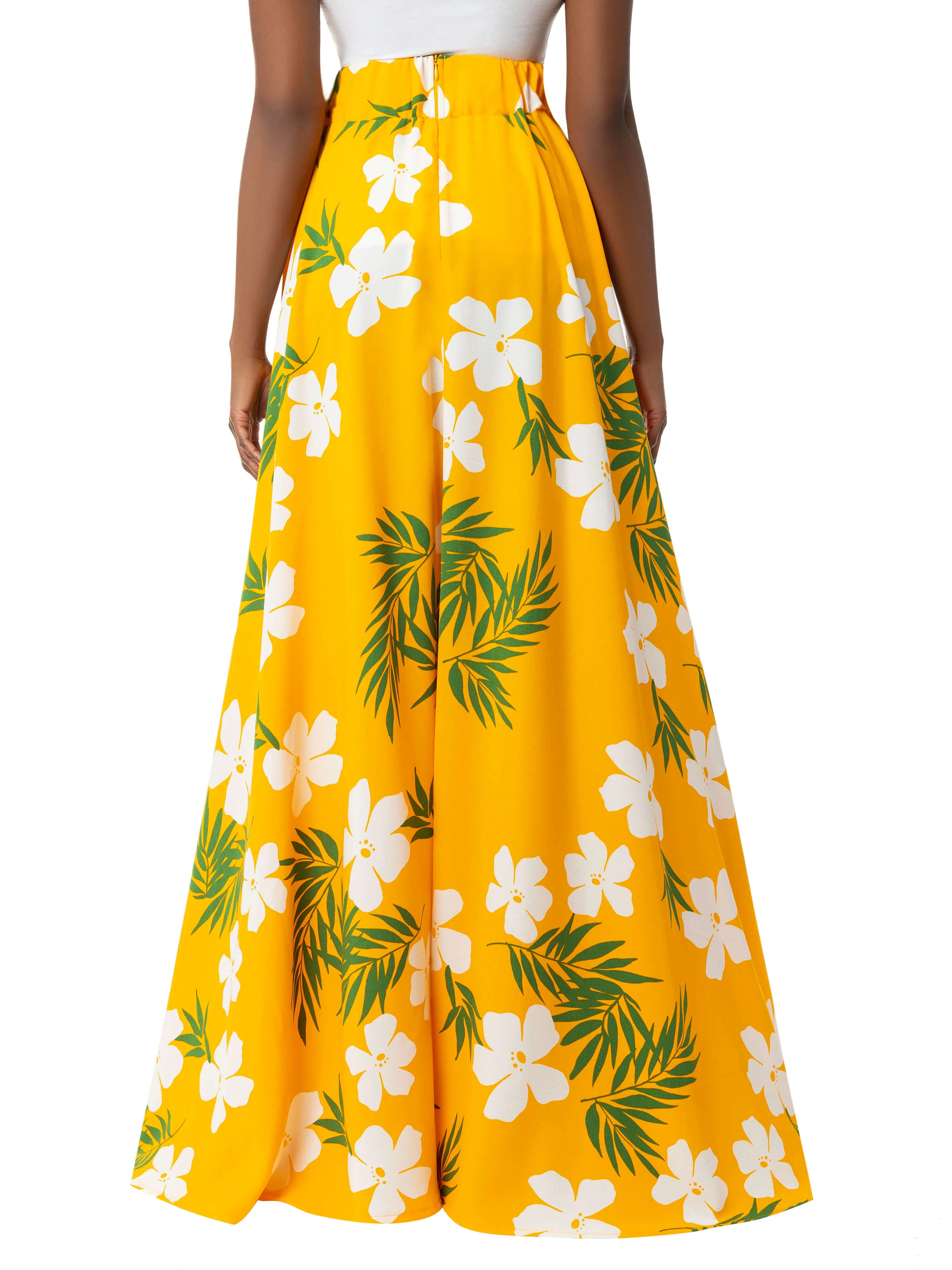 "Azalea" Yellow Tropical Maxi Skirt