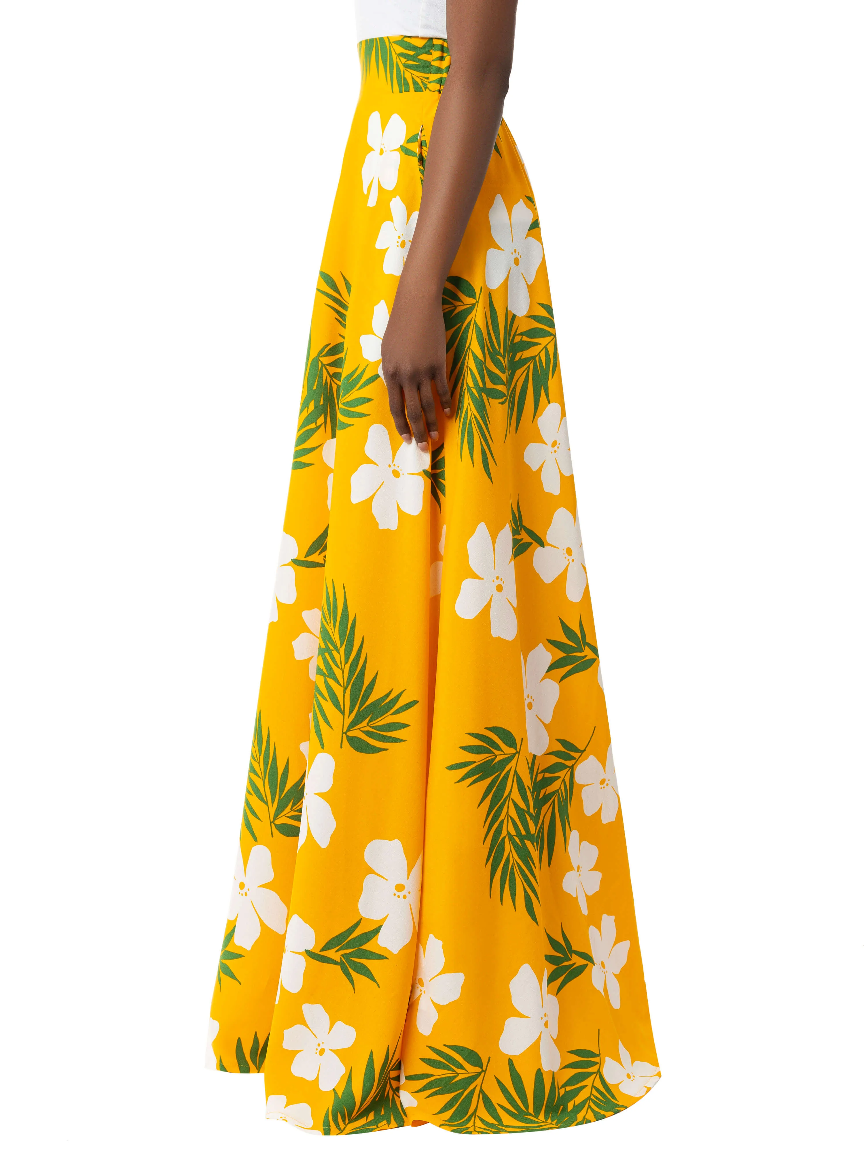 "Azalea" Yellow Tropical Maxi Skirt