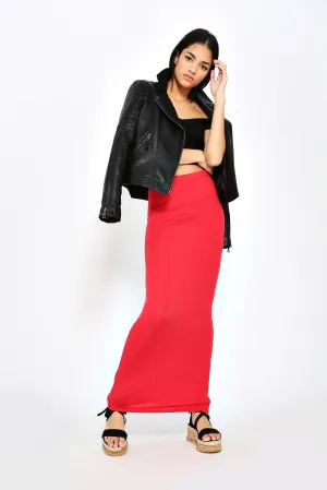 Red Jersey Maxi Skirt