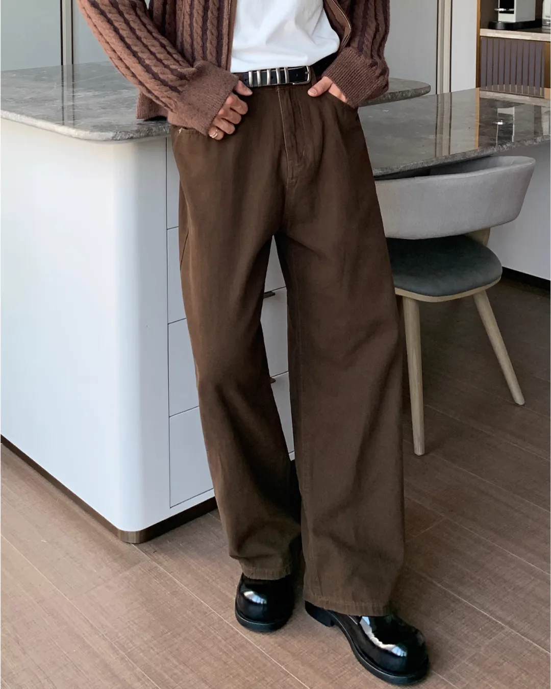Retro Brown Wide Pants CBJ0087