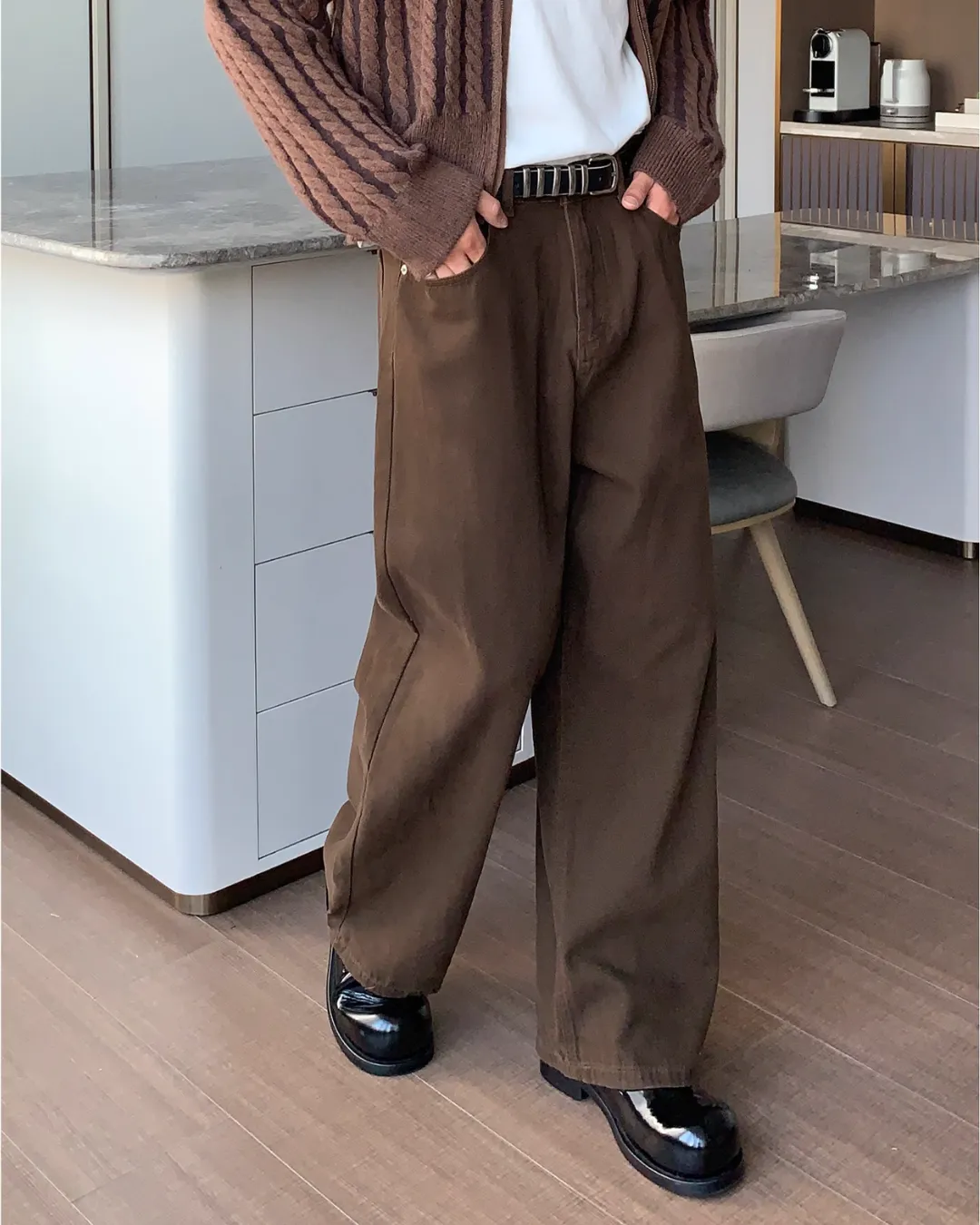 Retro Brown Wide Pants CBJ0087
