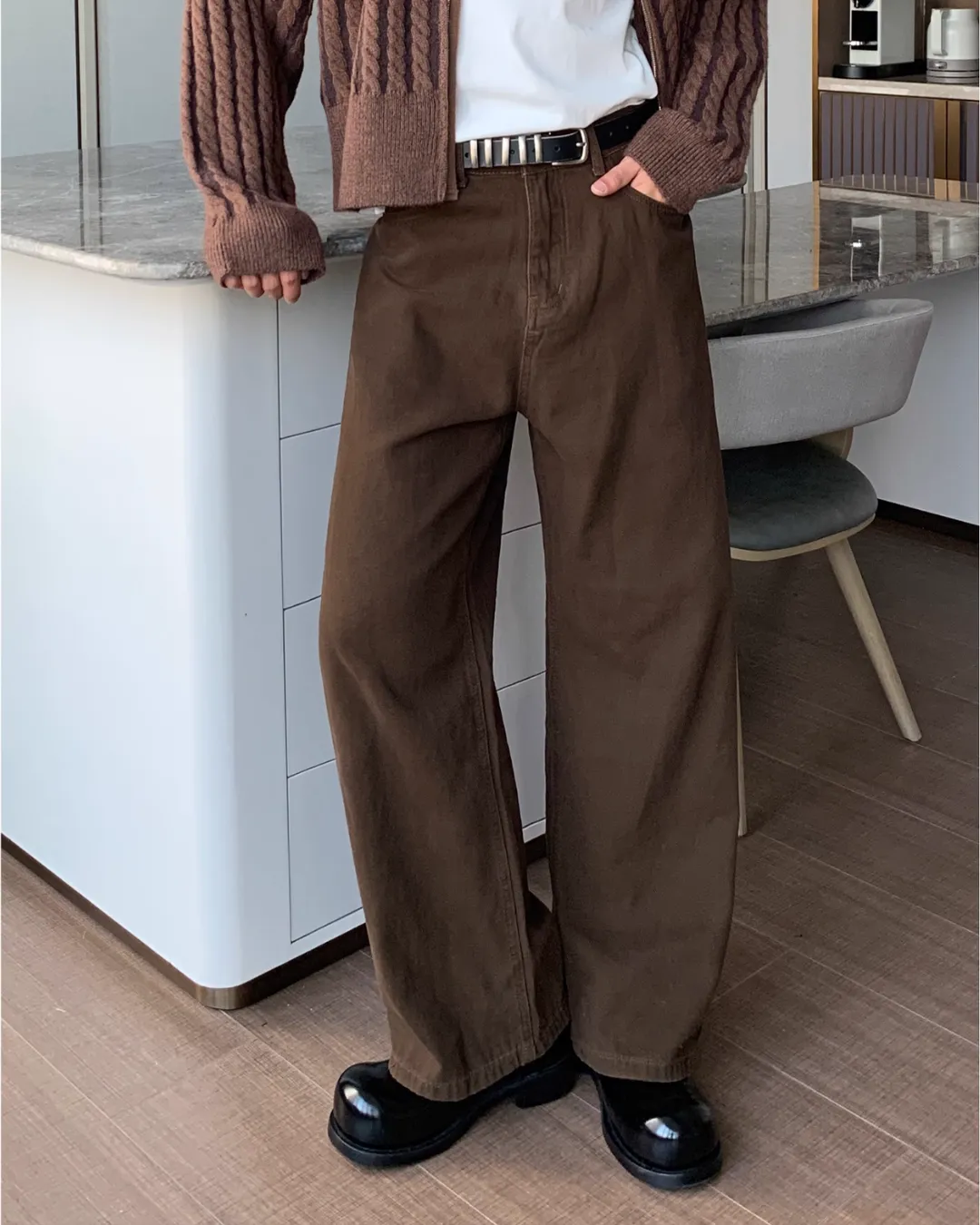 Retro Brown Wide Pants CBJ0087