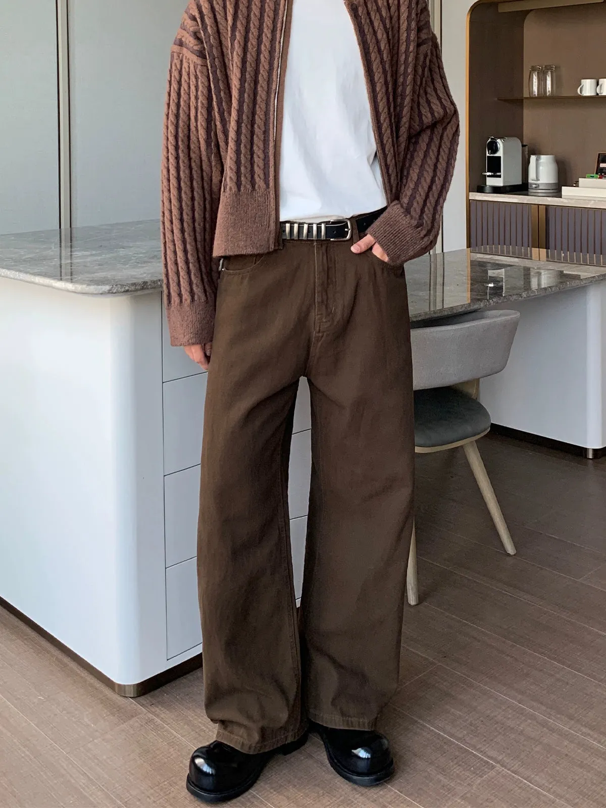Retro Brown Wide Pants CBJ0087