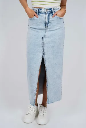 Risen Maxi Skirt (Slight Distress Light Wash)