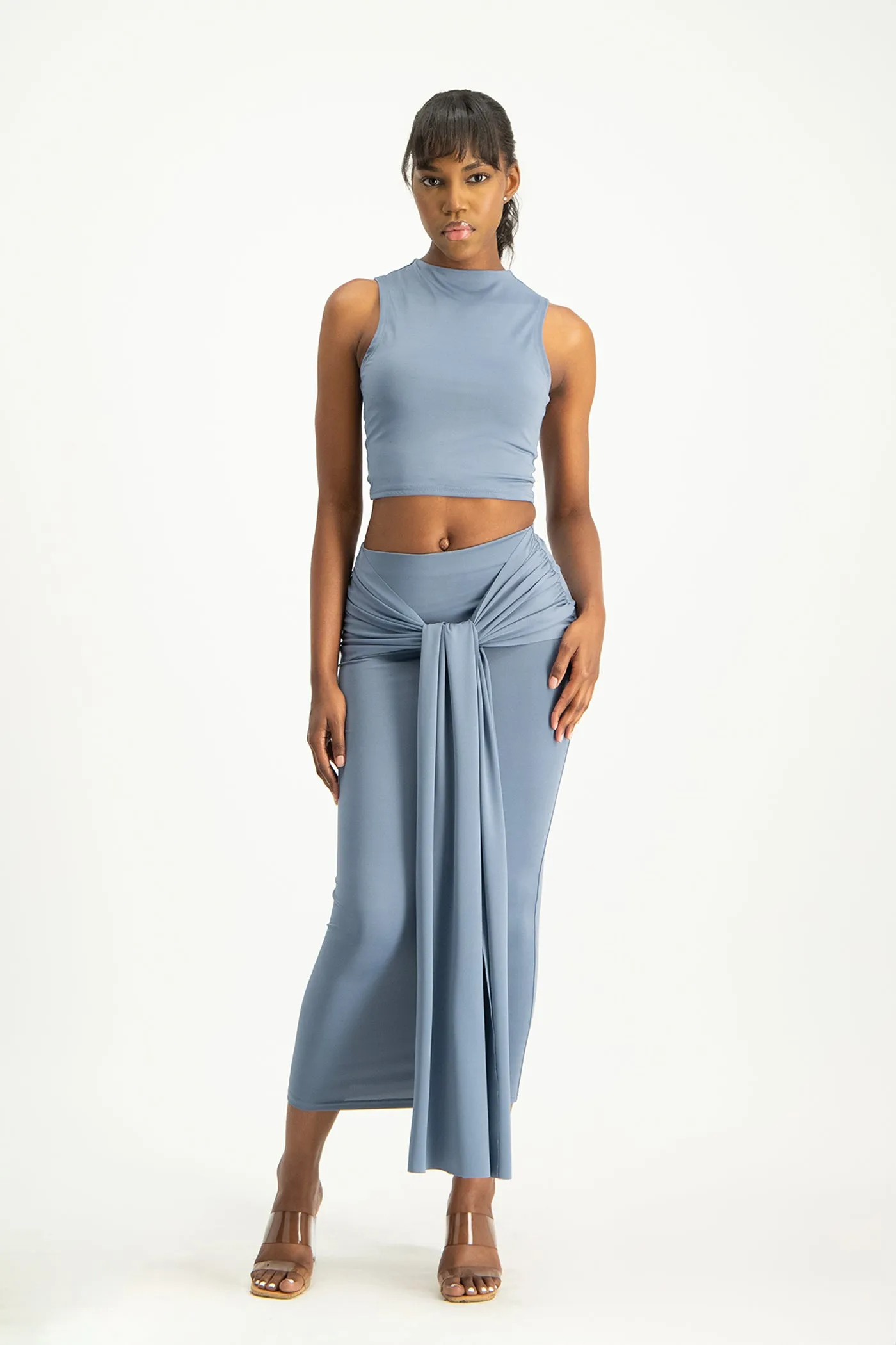 Savannah Wrap Tie Detail Skirt - Flintstone