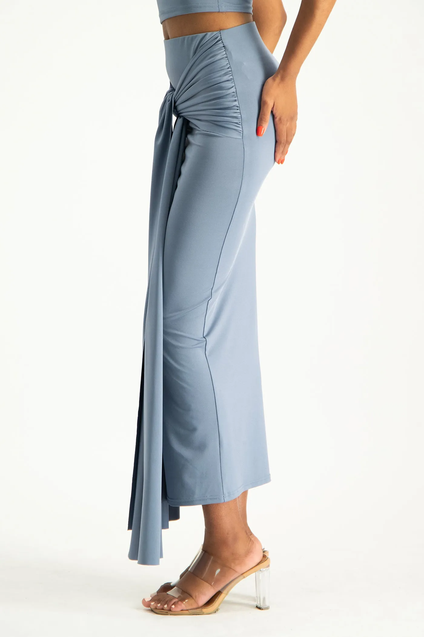 Savannah Wrap Tie Detail Skirt - Flintstone