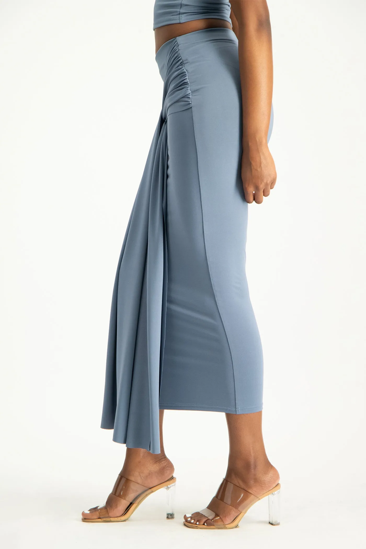 Savannah Wrap Tie Detail Skirt - Flintstone