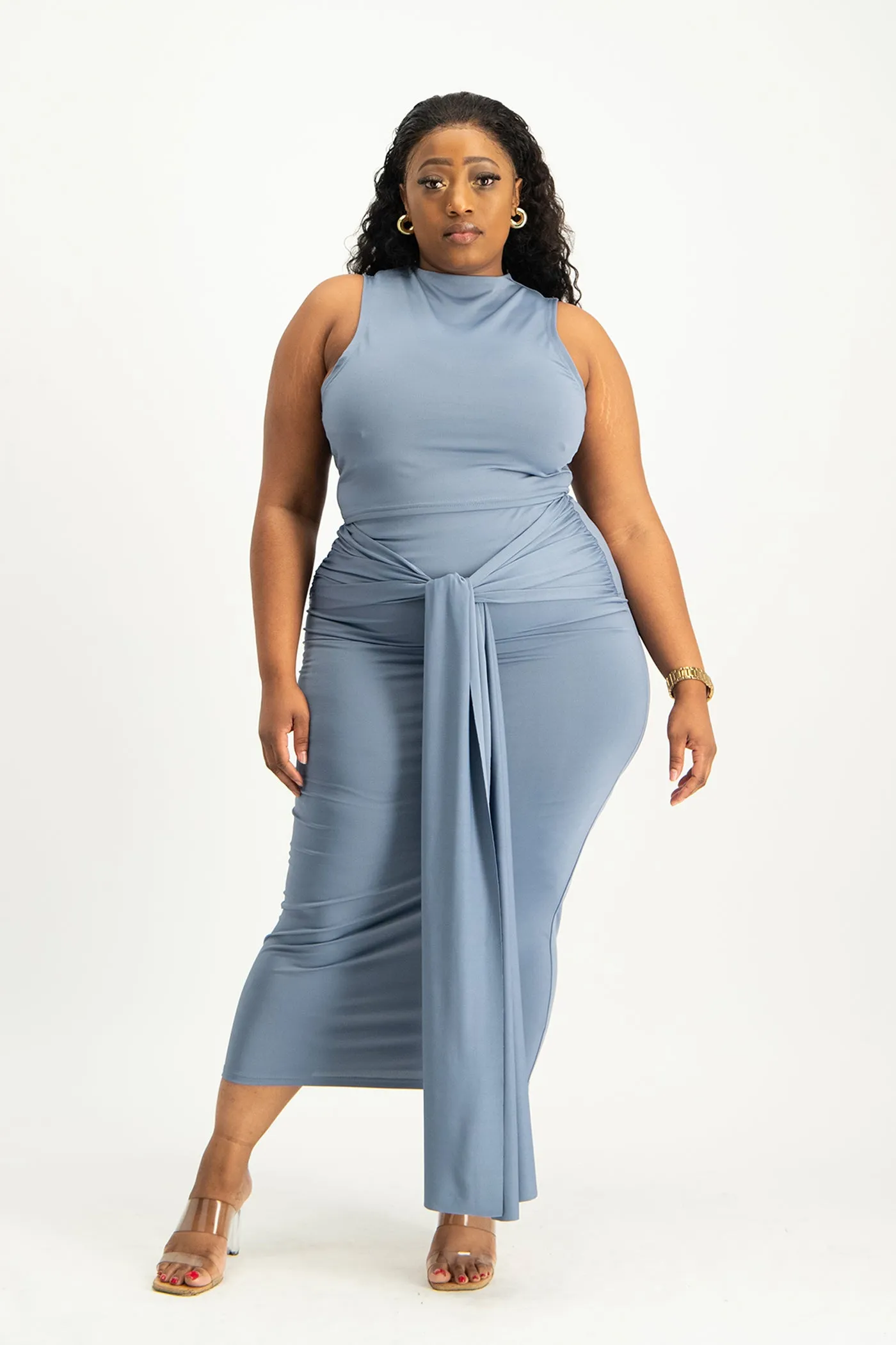 Savannah Wrap Tie Detail Skirt - Flintstone