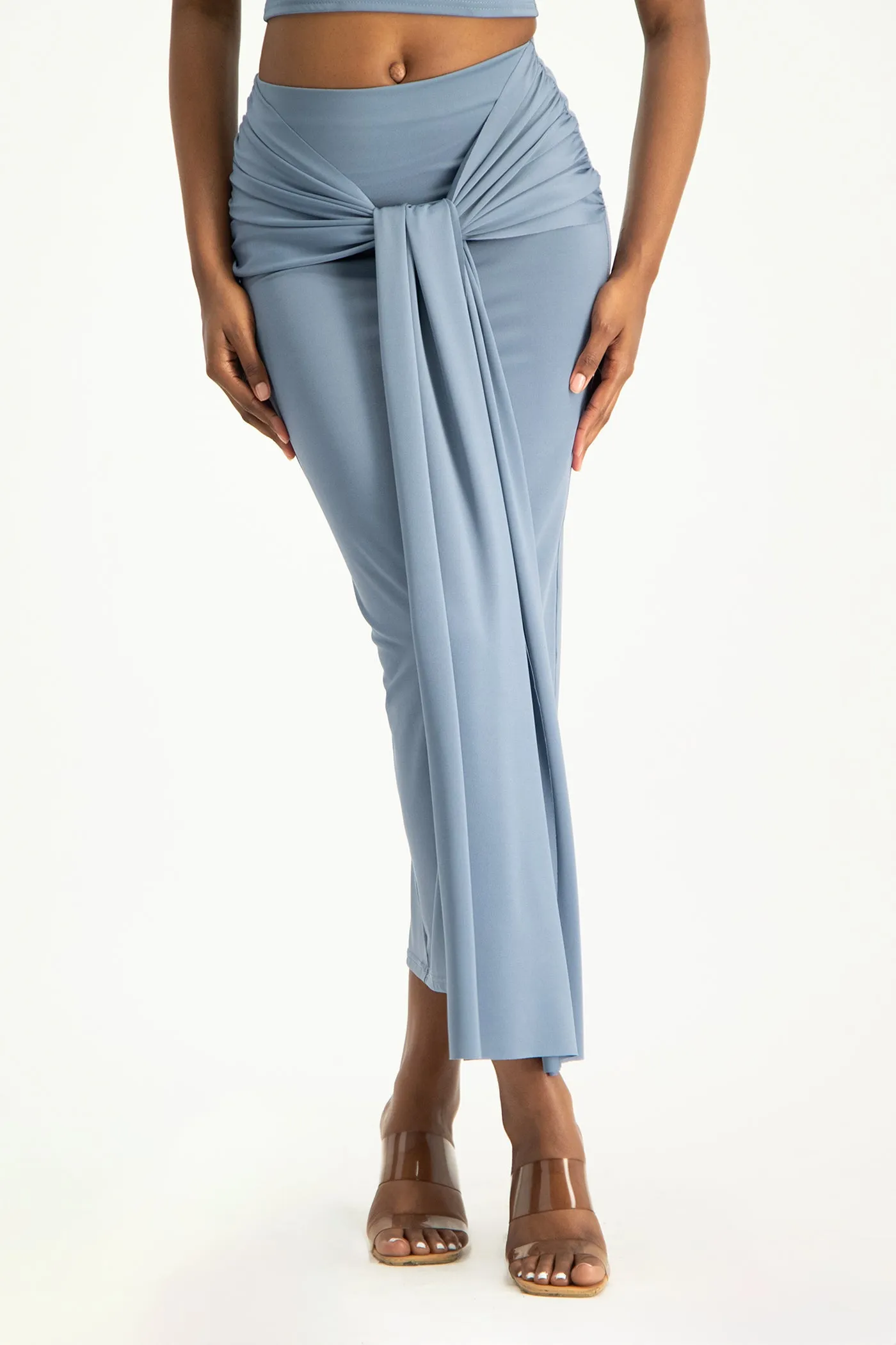 Savannah Wrap Tie Detail Skirt - Flintstone