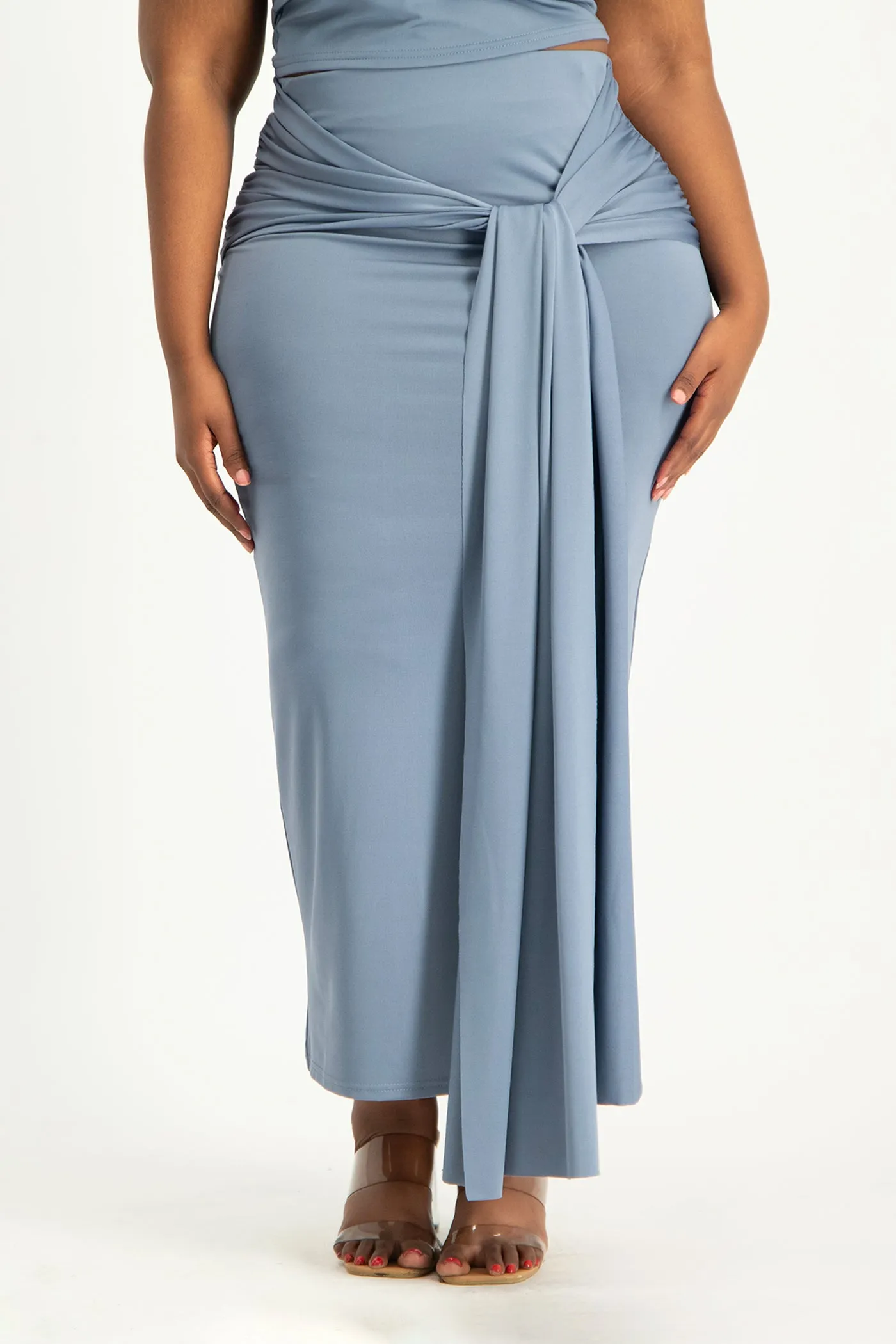 Savannah Wrap Tie Detail Skirt - Flintstone