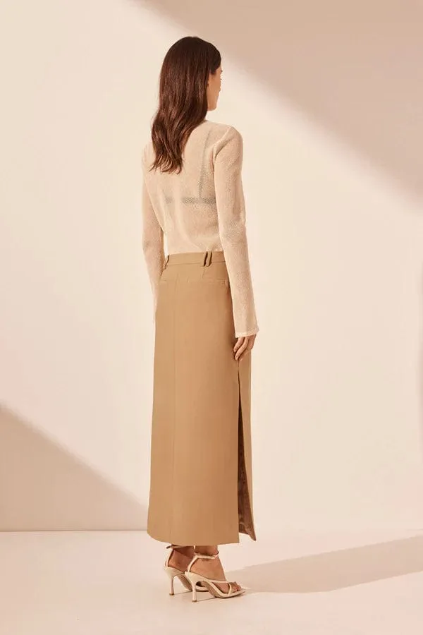 Shona Joy | Irena Side Split Maxi Skirt - Wheat