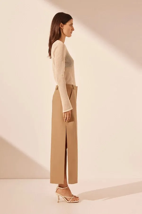Shona Joy | Irena Side Split Maxi Skirt - Wheat