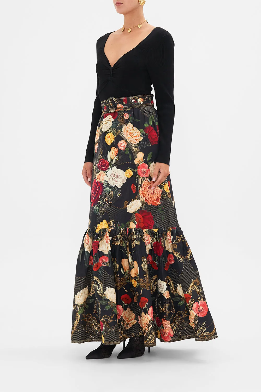 SKIRT WITH DEEP HEM FRILL AND BELT MAGIC IN THE MANUSCRIPTS