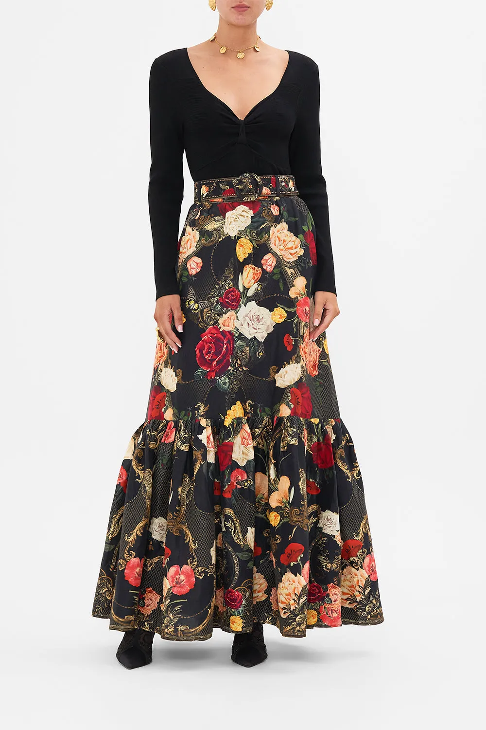 SKIRT WITH DEEP HEM FRILL AND BELT MAGIC IN THE MANUSCRIPTS