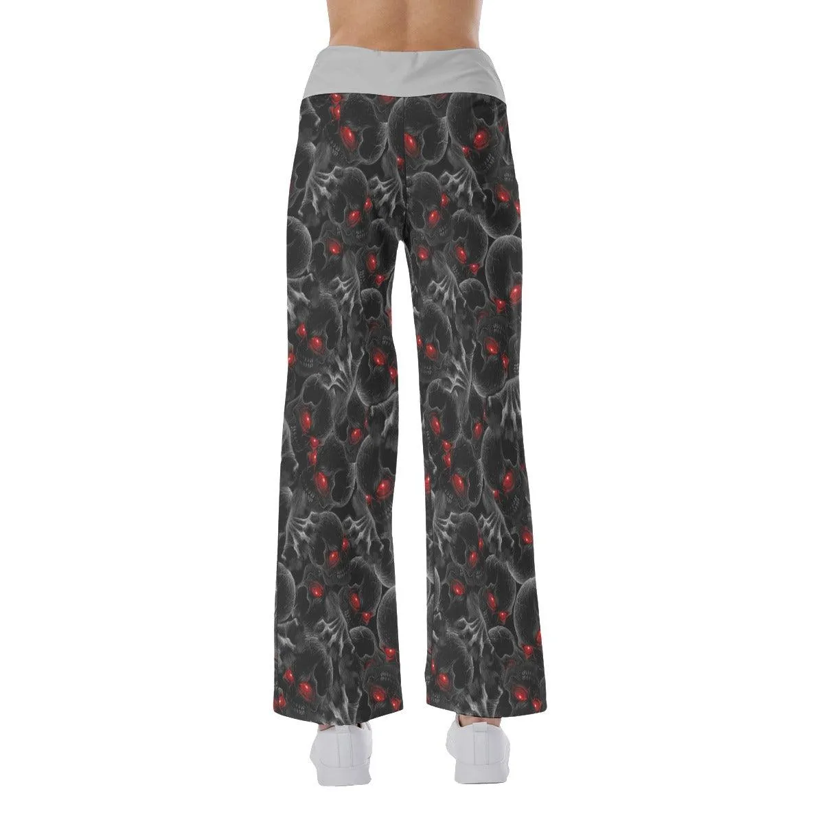 Skull Pattern Pajama Pants Print Drawstring Palazzo Lounge